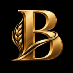 Златен монограм „B“ с житен мотив
